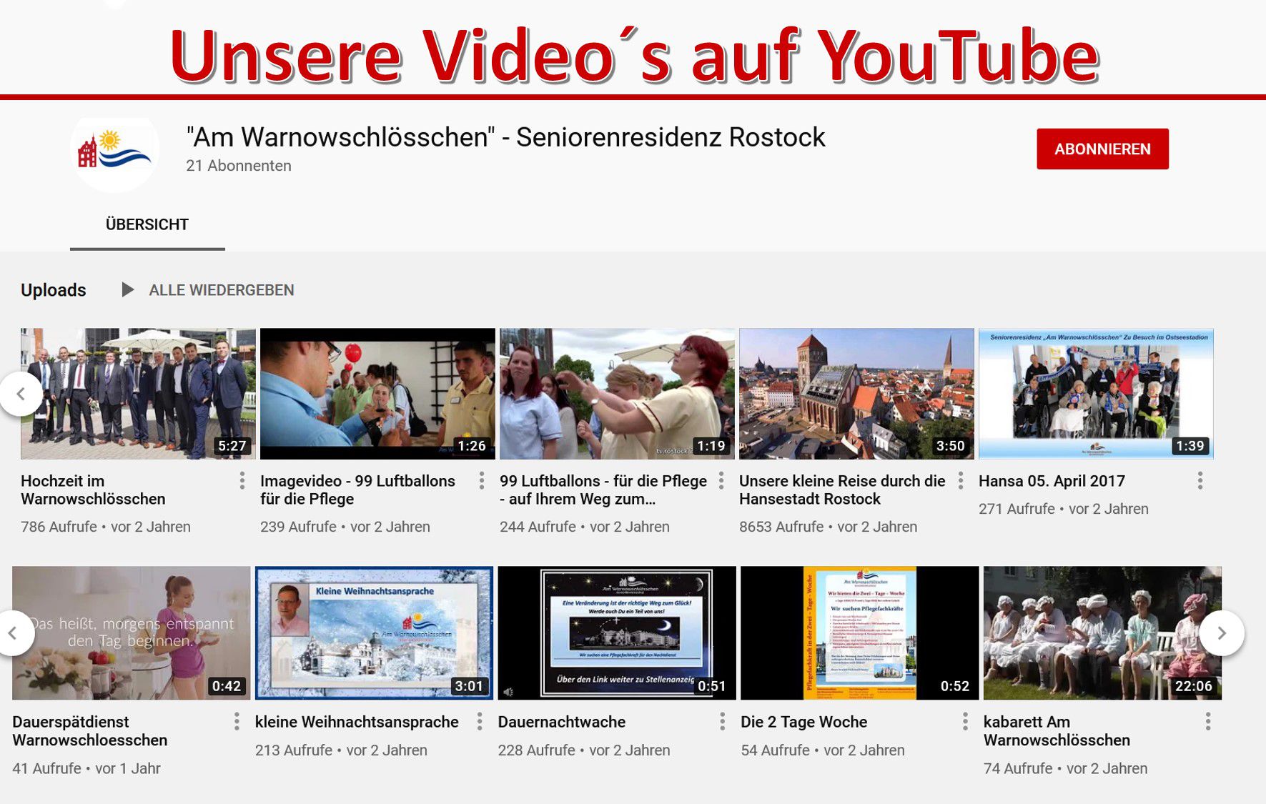 Unsere Videos auf YouTube